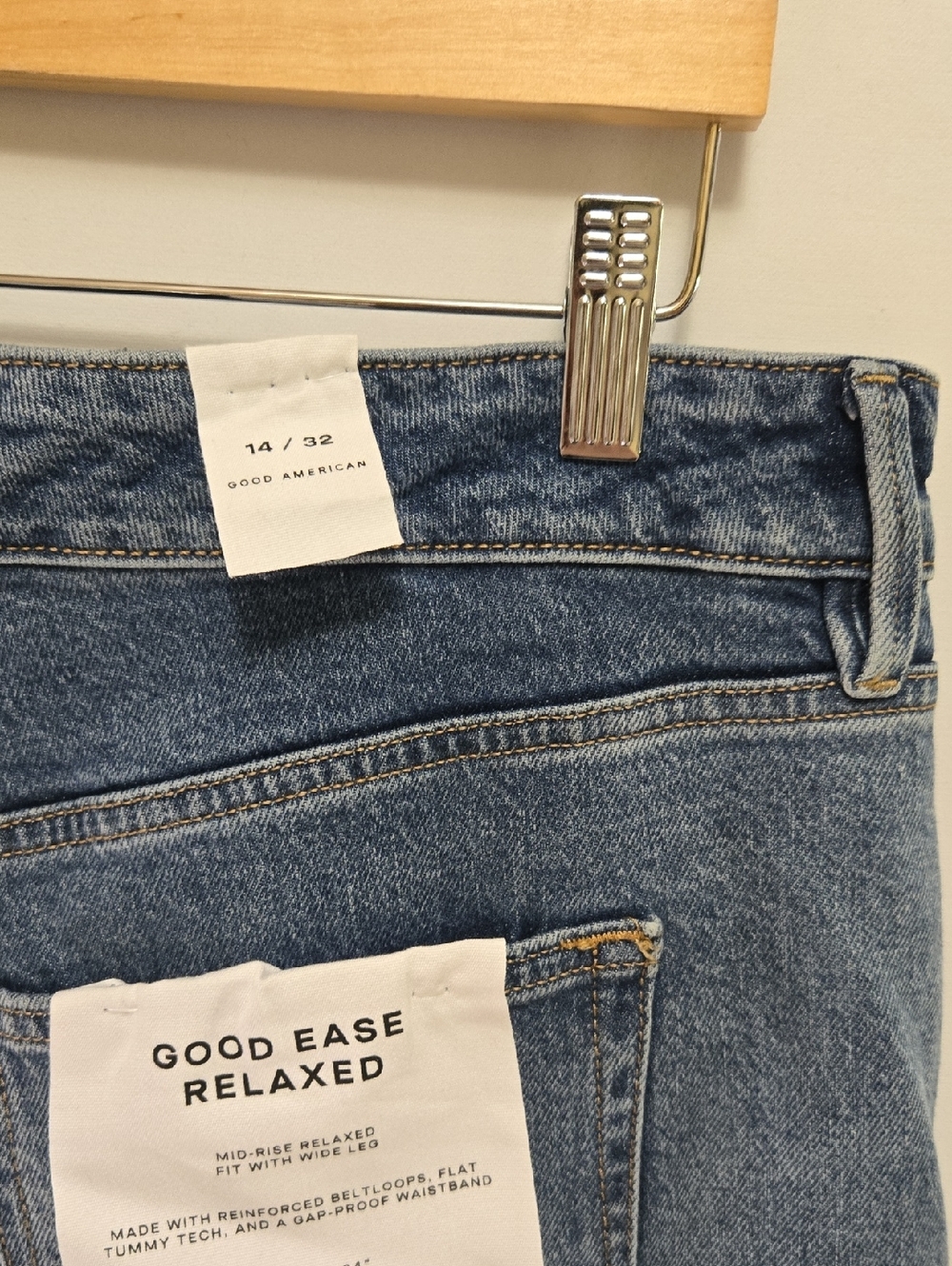 Good American Good Ease‎ Relaxed Wide Leg Jeans Size 14 / 32 Mid Rise 34" Inseam - Picture 6 of 13